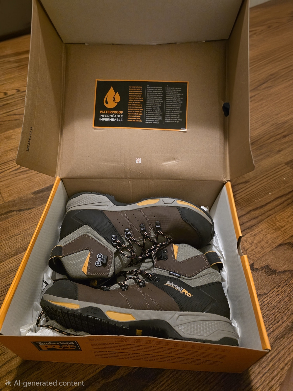 Timberland Waterproof Men's Work Boots - Brown/Gray with Yellow Accents